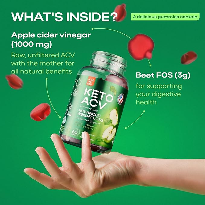 Advanced Keto ACV Gummies for Weight Loss 1000 Mg - ACV Gummies for Digestion, Metabolism, Detox - Apple Cider Vinegar, Beet FOS Fiber - Keto ACV Gummies Kelly Clarkson for Men and Women - Sugar Free