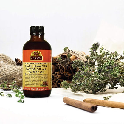 Okay Extra Dark Black Jamaican Castor Oil with Tea Tree Oil 4oz / 118ml