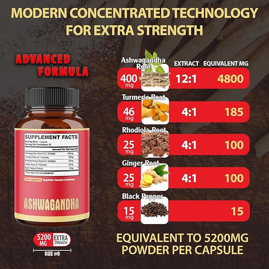90 Capsules - Ashwagandha Supplement Capsules
