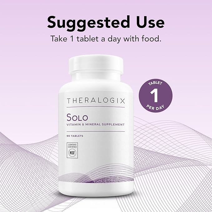 Theralogix Solo Multivitamin & Multimineral Supplement 90-Day Supply D3, Vitamin 90 Tablets