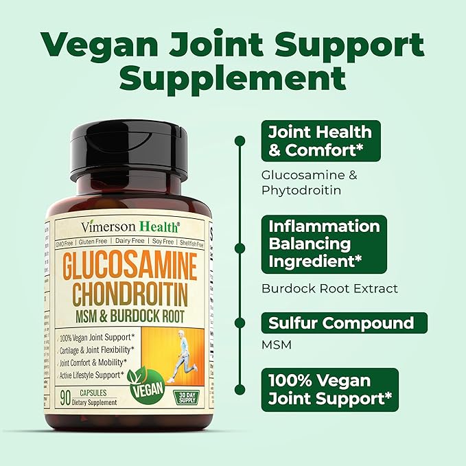 Vegan Glucosamine Chondroitin MSM 100% Vegan 1500 mg. 2 Pack