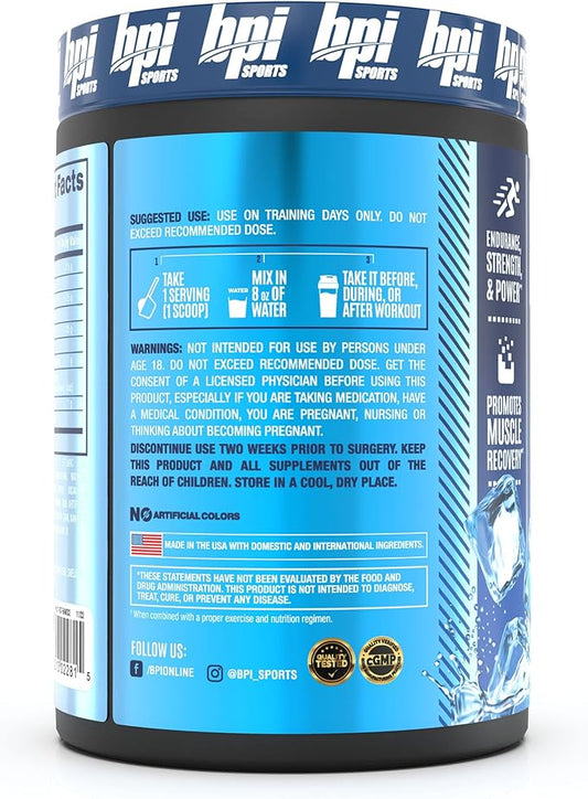 BPI Sports Best Aminos - BCAA Powder Post Workout & Glutamine Recovery Drink with Branched Chain Amino Acids for Hydration & Recovery, for Men & Women - Arctic Ice - 25 Servings