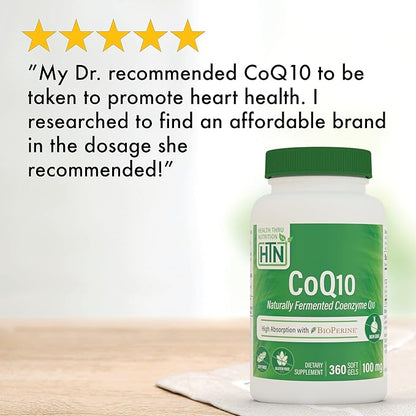 Health Thru Nutrition CoQ-10 100mg 360 Softgels Q10 | 3rd Party