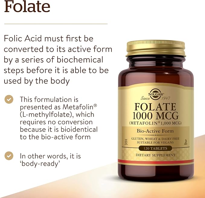 Solgar Folate 1000 mcg, 120 Tablets 1000 mcg 120 Servings