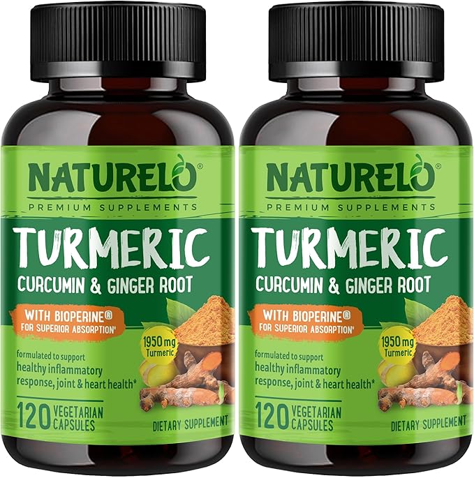 NATURELO Turmeric Curcumin with BioPerine 120 Vegan (2 Pack)