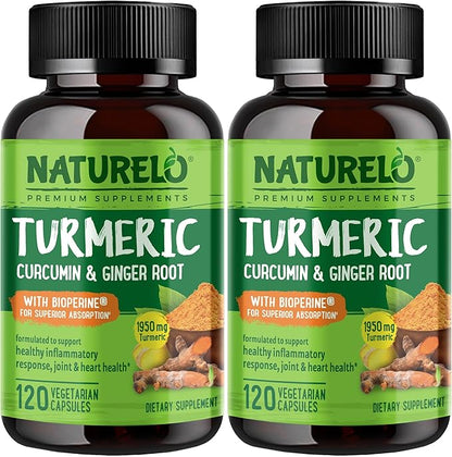 NATURELO Turmeric Curcumin with BioPerine 120 Vegan (2 Pack)
