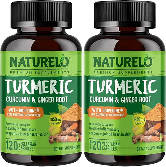 NATURELO Turmeric Curcumin with BioPerine 120 Vegan (2 Pack)
