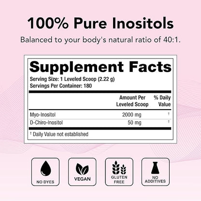Theralogix Ovasitol Inositol Powder - 90-Day Supply - Myo-Inositol & D-Chiro Inositol for Hormone Balance & Ovarian Function Support* - NSF Certified - 400 g (180 Servings)