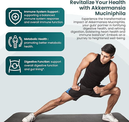 Akkermansia Muciniphila Probiotics for Digestive Health - 5 Billion TFU Akkermansia Probiotic for Leaky Gut Repair and Immunity, Prebiotics and Probiotics for Women and Men, 60 Vegan Capsules