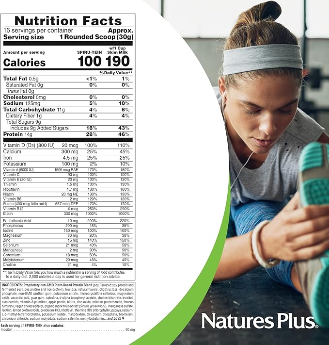 NaturesPlus SPIRU-TEIN, Vanilla 1.06 lbs 16 Servings