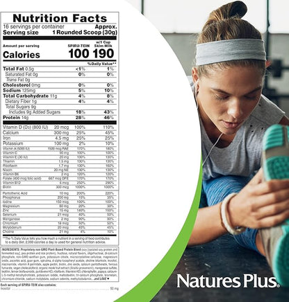 NaturesPlus SPIRU-TEIN, Vanilla 1.06 lbs 16 Servings