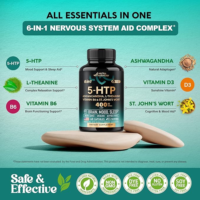 5HTP 400 mg Capsules 5-HTP Supplement B6 & D3 | 5 HTP 60 Capsules