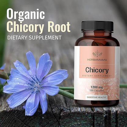 HERBAMAMA Organic Chicory Root Supplement 100 Capsules