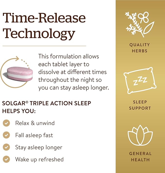 Solgar Triple Action Sleep, 60 Tri-Layer Tablets 60 Servings
