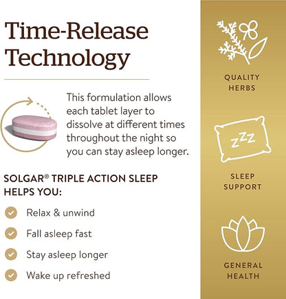 Solgar Triple Action Sleep, 60 Tri-Layer Tablets 60 Servings