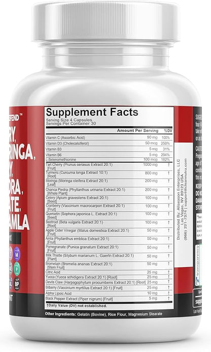 Clean Nutraceuticals Tart Cherry Extract Capsules 20,000mg with 8000mg Moringa 4000mg Cranberry 2000mg Chanca 120 Ct