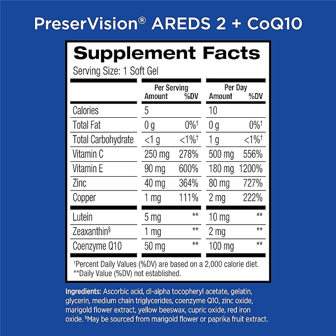 PreserVision AREDS 2 Eye Vitamins CoQ10 for 80 Softgels