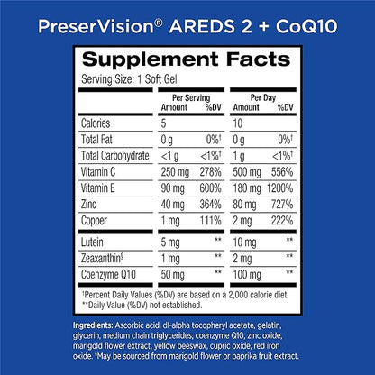 PreserVision AREDS 2 Eye Vitamins CoQ10 for 80 Softgels