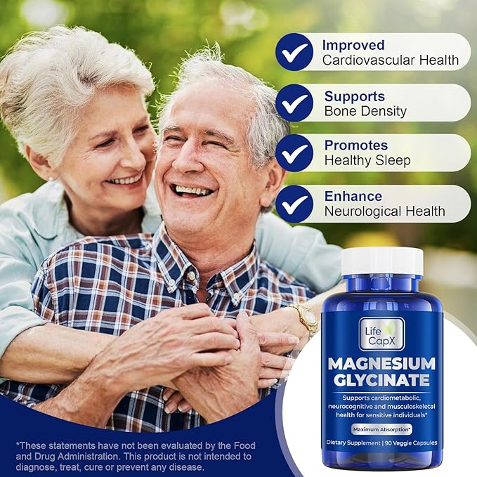 Magnesium Glycinate 667mg, 120mg Magnesium Supplement B6, Vitamin (90 Capsules)