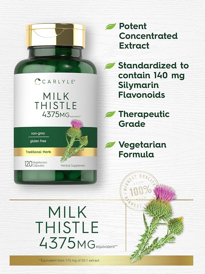 Carlyle Milk Thistle Supplement 4375mg | 120 Capsules