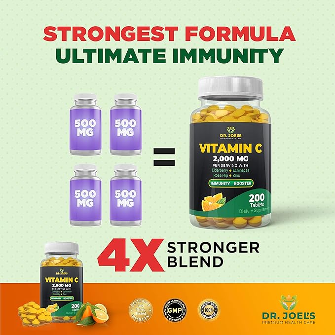 Dr. JOEL'S Immune Support Vitamin C 2000 mg 200 Tablets
