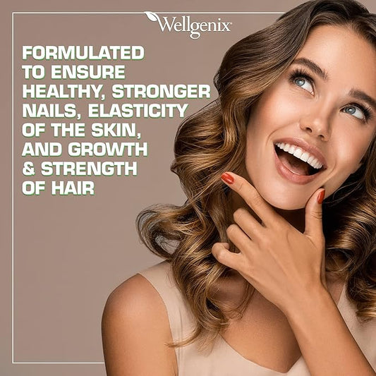 Wellgenix Purvana Max Hair, Skin, and Nails Vitamin - Double Strength Biotin 5000 MCG, VIT A & B, Folic Acid, Grape Seed Extract - Hair Support Supplement -30 Capsules (Pack of 1)