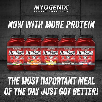 Myogenix Aftershock Post Workout, Muscle Growth Whey Protein Powder | Anabolic Whey Protein and Mass Building Carbohydrates | Amino Stack Creatine and Glutamine Plus BCAAs | Fruit Punch 3 LBS