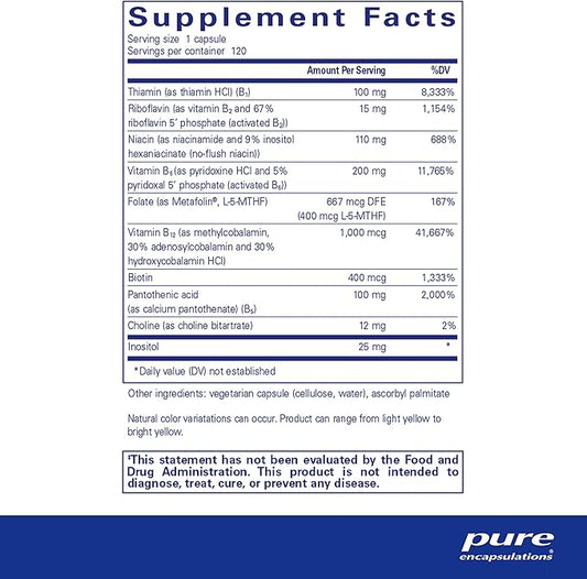 Pure Encapsulations B6 Complex - Supports Nervous System & Brain Health* - Includes B Vitamins - Contains Enriched Vitamin B6 - Non-GMO & Gluten Free - 120 Capsules