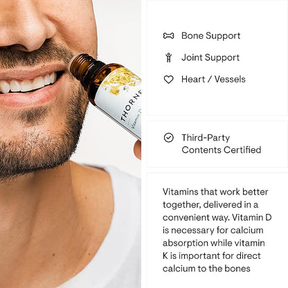 THORNE - Vitamin D + K2 Liquid with a metered Dispenser - Vitamins D3 and K2 to Support Healthy Bones and Muscles* - 1 Fl Oz (30 ml) - 600 Servings
