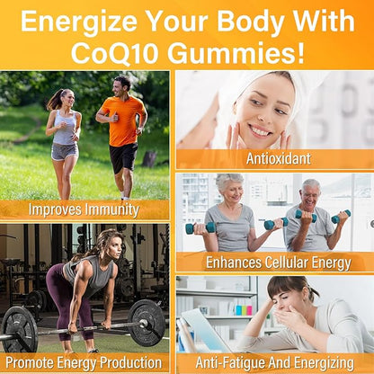2 Pack CoQ10 Gummies 250mg, Plus Omega-3, Vitamin B3 & Q10 Supplements Antioxidant,120 Count