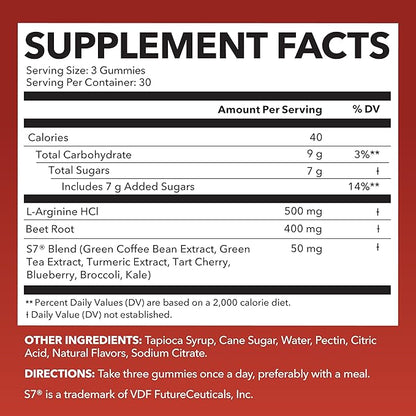 Nitric Oxide Gummies for Men and Women - Nitric Oxide Supplement with L-Arginine and Beet Root - Green Apple and Cinnamon Flavor - 90 Vegan, Gluten-Free and Non-GMO Nitric Oxide Gummies