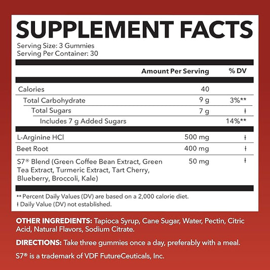 Nitric Oxide Gummies for Men and Women - Nitric Oxide Supplement with L-Arginine and Beet Root - Green Apple and Cinnamon Flavor - 90 Vegan, Gluten-Free and Non-GMO Nitric Oxide Gummies