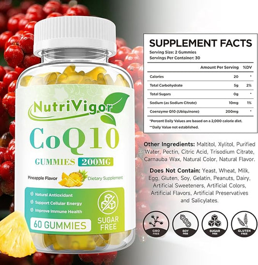 CoQ10 Gummies, Coenzyme Q10 Supplement 200mg, CoQ10 Supplement 120 Count