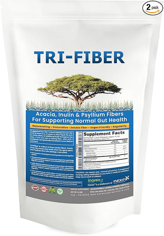Kidney Restore Tri-Fiber Soluble Fiber Powder, 3-in-1 Soluble 2x1lbs (2x16oz) (2x16oz)