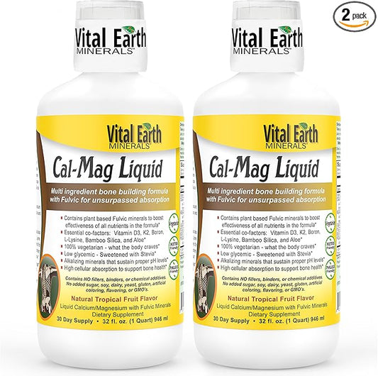 Vital Earth Minerals Cal-Mag Liquid – D3, K2, K2, Boron, 32 Oz 1 Oz