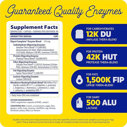 Enzymedica, Digest Complete + Probiotics, Full-Range, 800 Million 90 Count