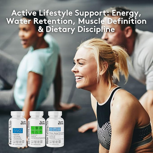 Youth & Tonic Lean Sculpt Defined Cleanse – Water Weight Away, Cortithermo Shape & Bedtime Trim for Detox Metabolism Bloating Energy & Dietary Discipline for Mindful Eating – 90 Pills for Women & Men