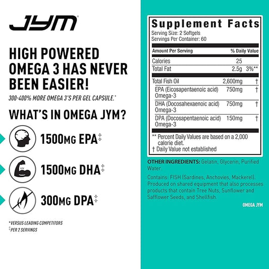 Omega JYM Fish Oil 2800mg, High 3, EPA, 120 Soft