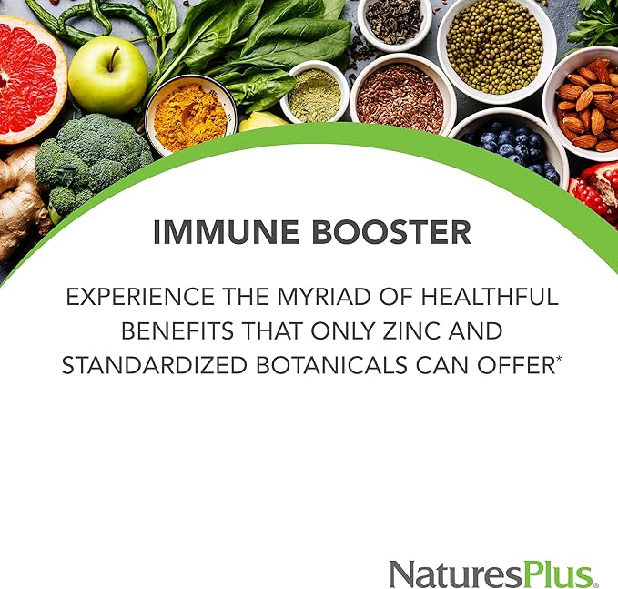 Natures Plus Herbal Actives ImmunActin 60 Zinc 2 - 120 Total