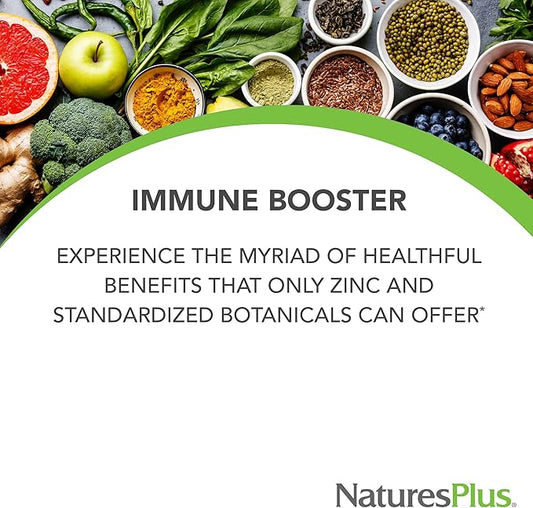 Natures Plus Herbal Actives ImmunActin 60 Zinc 2 - 120 Total