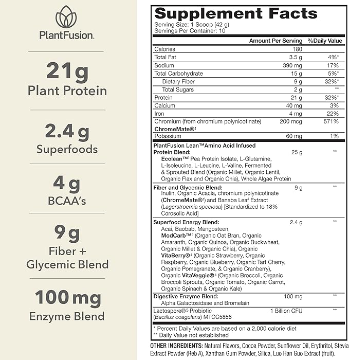 PlantFusion Complete Lean Plant Based Protein Powder 1 lb