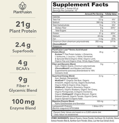 PlantFusion Complete Lean Plant Based Protein Powder 1 lb