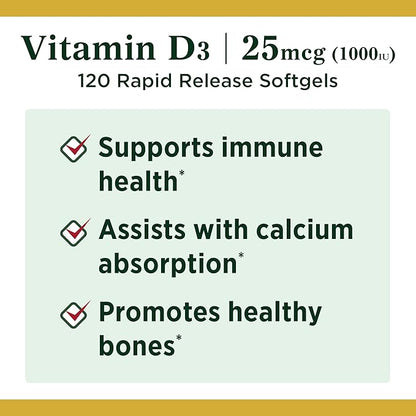 Nature's Bounty Vitamin D3 1000 100 120 Count