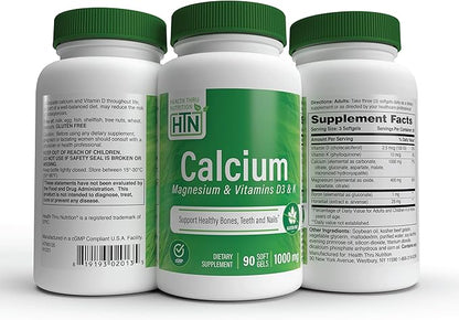 Health Thru Nutrition Calcium 1000mg and 400mg with D3 & (90 Softgels)