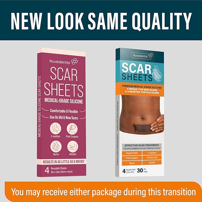 NUVADERMIS Silicone Scar Sheets 2 Packs 4 -