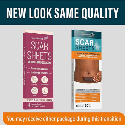 NUVADERMIS Silicone Scar Sheets 2 Packs 4 -