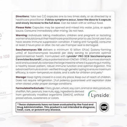 Saccharomyces 10B - Saccharomyces Boulardii, 10 Billion CFU Per Serving, Patented Strain: Lynside CNCM I-3799, Probiotic Capsules, Probiotics for Men and Women - 120 Count