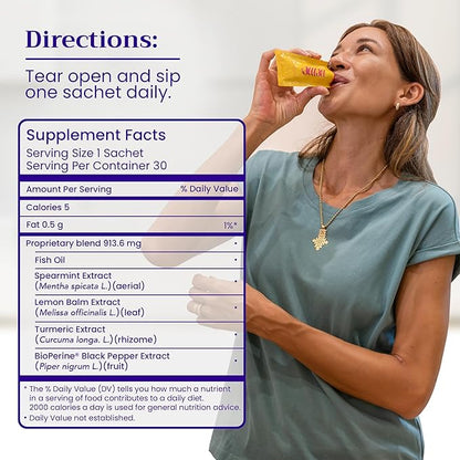 BeMe Be Sharp Liquid Omega 3 Brain Supplement - Omega 3, Turmeric Curcumin - Concentration, Brain + Memory Support. Omega 3-30 Day Supply (Fish Oil)