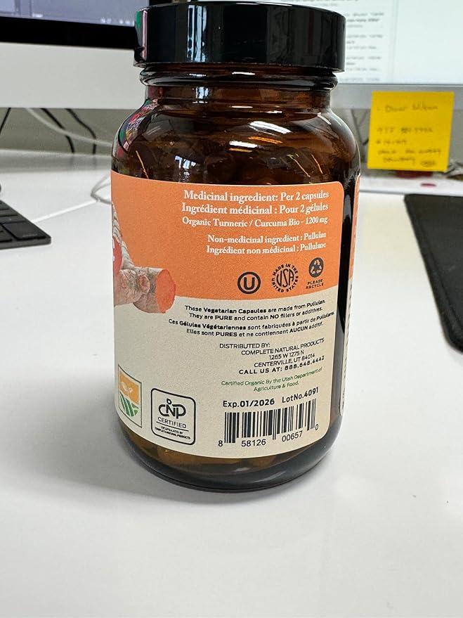 Organic Turmeric Capsules 100 Capsules 600mg, Gallbladder,
