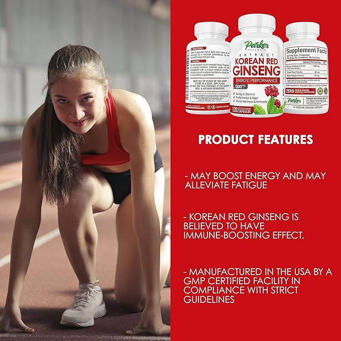 Korean Red Panax Ginseng Extract 1300MG 20% Ginsenosides. 120 Caps.